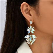 ( white)occidental style creative personality long style exaggerating Rhinestone earrings woman ins geometry earring
