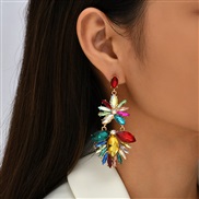 ( Color)occidental style creative personality long style exaggerating Rhinestone earrings woman ins geometry earring