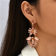 ( Pink)occidental style creative personality long style exaggerating Rhinestone earrings woman ins geometry earring