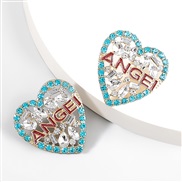 ( blue)occidental style personality Alloy enamel diamond Rhinestone love Word earrings woman trend retro arring
