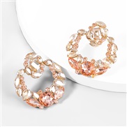 ( Gold)occidental style fashion Alloy diamond Rhinestone geometry earrings woman trend personality arringearrings
