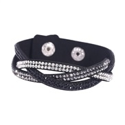 ( black Bracelet) row twisted occidental style multilayer row diamond leather bracelet Rhinestone leather bracelet bang