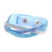 ( ake Blue ) row twisted occidental style multilayer row diamond leather bracelet Rhinestone leather bracelet bangle