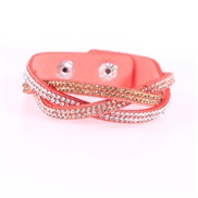 ( orange) row twisted occidental style multilayer row diamond leather bracelet Rhinestone leather bracelet bangle