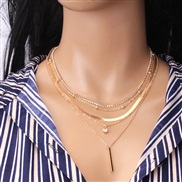 ( Set in drill necklace  Gold) multilayer diamond necklace womanins samll  temperament snake chain occidental style tre