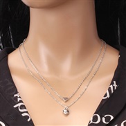 (  White K)brief three-dimensional samll love necklace Double layer Peach heart mirror heart-shaped clavicle chain  apa