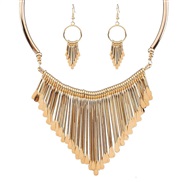 ( Gold) occidental style Metal tassel necklace set  fashion earrings twonecklace