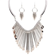 ( Silver) occidental style Metal tassel necklace set  fashion earrings twonecklace