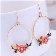 Korean style fashion sweetOL flower concise circle temperament earrings
