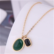 Korean style fashion concise all-Purpose color gem titanium steel personality temperament necklace