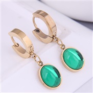 Korean style fashion concise all-Purpose color gem titanium steel personality temperament earring buckle