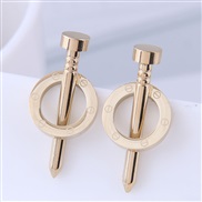 fine Korean style fashion conciseOL Rivet concise circle titanium steel personality woman ear stud