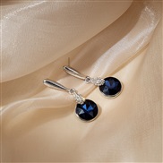 (E / sapphire blue )silver Korean style bright crystal zircon ear stud earrings Colorful blue drop sweet tassel woman e