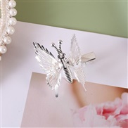 (  Silver.cm) butterfly woman Korean style three-dimensional hollow hair clip all-Purpose Metal