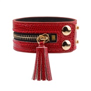 ( red)Korean style brief lady bracelet Cowhide width zipper tassel