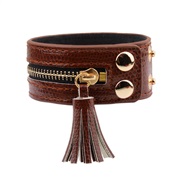 Korean style brief lady bracelet Cowhide width zipper tassel