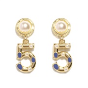 ( blue) fashion Alloy earrings  temperament geometry retro high  personality trend style beautiful earrings F