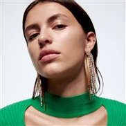 ( Gold)occidental style claw chain tassel earrings Alloy diamond personality earring long style woman retro arring