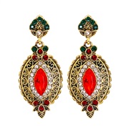 ( red)occidental style fashion Bohemia Nation retro earrings Alloy diamond bronze color ear stud