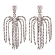 ( Silver)UR occidental style trend fashion all-Purpose personality super diamond earrings brief wind claw chain arring