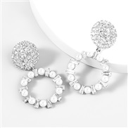 ( Silver)occidental style Alloy diamond zircon imitate Pearl Round earrings woman fashionearrings