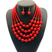( red)occidental style exaggerating color imitate Pearl necklace multilayer set