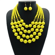 ( yellow)occidental style exaggerating color imitate Pearl necklace multilayer set