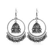 ( anti silver) exaggerating fashion  occidental style retro personality big circle tassel earrings  ethnic style person