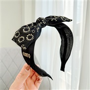 ( black )Korean style new eadband pure color Cloth width eadband samll floral bow ladyF