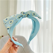( blue )Korean style new eadband pure color Cloth width eadband samll floral bow ladyF