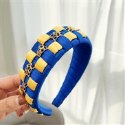 ( blue+ yellow ) occidental style new eadband Cloth handmade weave eadband Metal chain Korean style ladyF