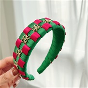 ( green+ rose Red ) occidental style new eadband Cloth handmade weave eadband Metal chain Korean style ladyF