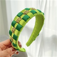 (green + green ) occidental style new eadband Cloth handmade weave eadband Metal chain Korean style ladyF
