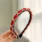 ( rose Red  Gold)Korean style fashion new eadband pure color Cloth gold chain eadband same style womanF