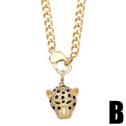 (B)occidental style punk chain necklace man woman leopard head lion head pendant trend chainnka