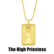 (The igh Priestess)occidental style style necklace creative retro long square diamond necklace man womannka