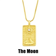 (The Moon)occidental style style necklace creative retro long square diamond necklace man womannka