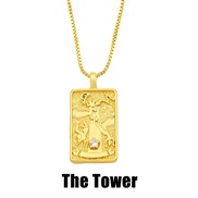(The Tower)occidental style style necklace creative retro long square diamond necklace man womannka