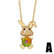 (A)occidental style embed color zircon sun flower day necklace personality rabbit clavicle chainnka