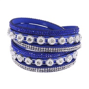 ( sapphire blue )occidental style fashion fashion leather velvet multilayer diamond bracelet  retro Rhinestone bracelet