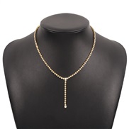 ( Gold)occidental style wind fashion brief chain  geometryY retro fully-jewelled personality creative necklace