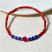 ( red)Bohemia color beads handmade bracelet woman samll ethnic style elasticity rope