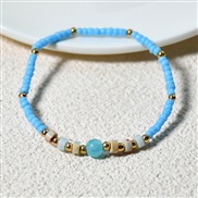 ( blue)Bohemia color beads handmade bracelet woman samll ethnic style elasticity rope