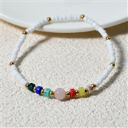 ( white)Bohemia color beads handmade bracelet woman samll ethnic style elasticity rope