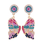 ( Color)UR occidental style creative fashion Alloy diamond butterfly earrings ear stud arring woman