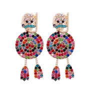( Color)UR occidental style creative personality color diamond lovely cartoon fashion earrings
