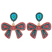 ( blue)UR occidental style fashion Alloy diamond bow earrings temperament all-Purpose super ear stud arring