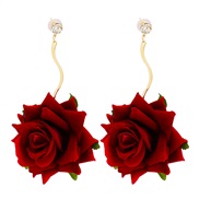( red)UR imitate velvet rose earrings occidental style fashion small fresh flowers arring woman