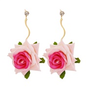 ( Pink)UR imitate velvet rose earrings occidental style fashion small fresh flowers arring woman