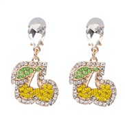 ( yellow)earrings occidental style brief personality fruits handmade diamond cherry ear stud earring
